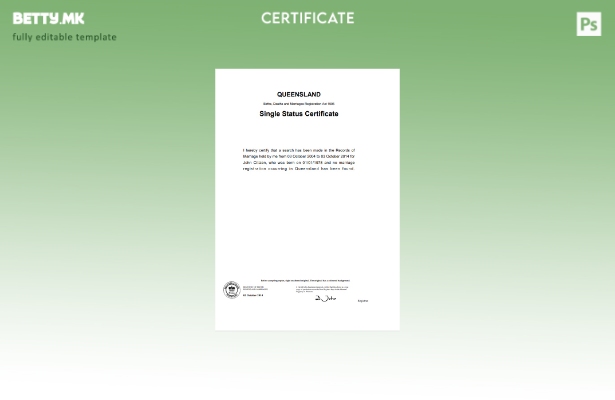 Модерен стил Шаблон за потврда за развод од Австралија Квинсленд во шаблон Word